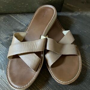OluKai tan cross strap sandals